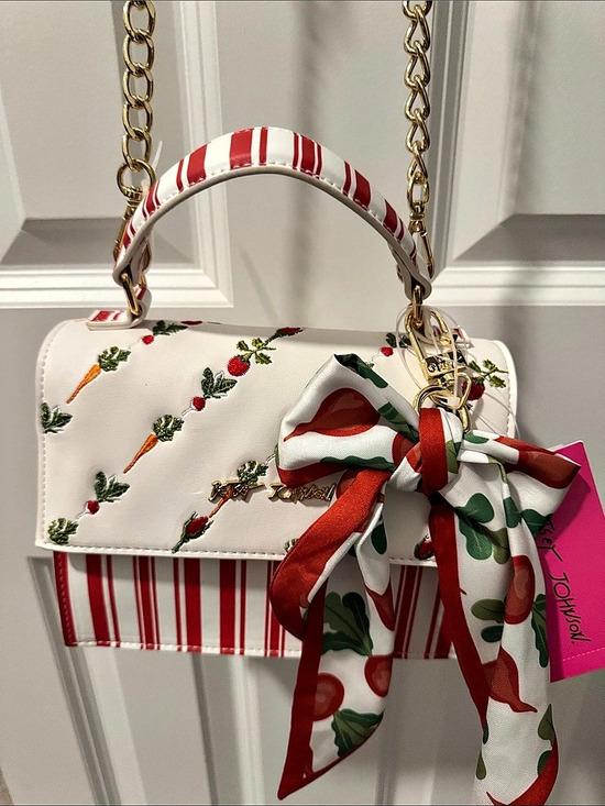 Betsey Johnson Handbags - Betsey Johnson XOMYLO2 Vegetable Garden Crossbody Bag Shoulder Bag, Red & White